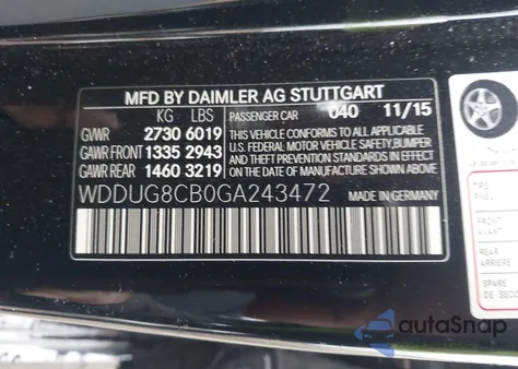 2016 Mercedes-Benz S 550 z USA, uszkodzony, nr VIN WDDUG8CB0GA243472